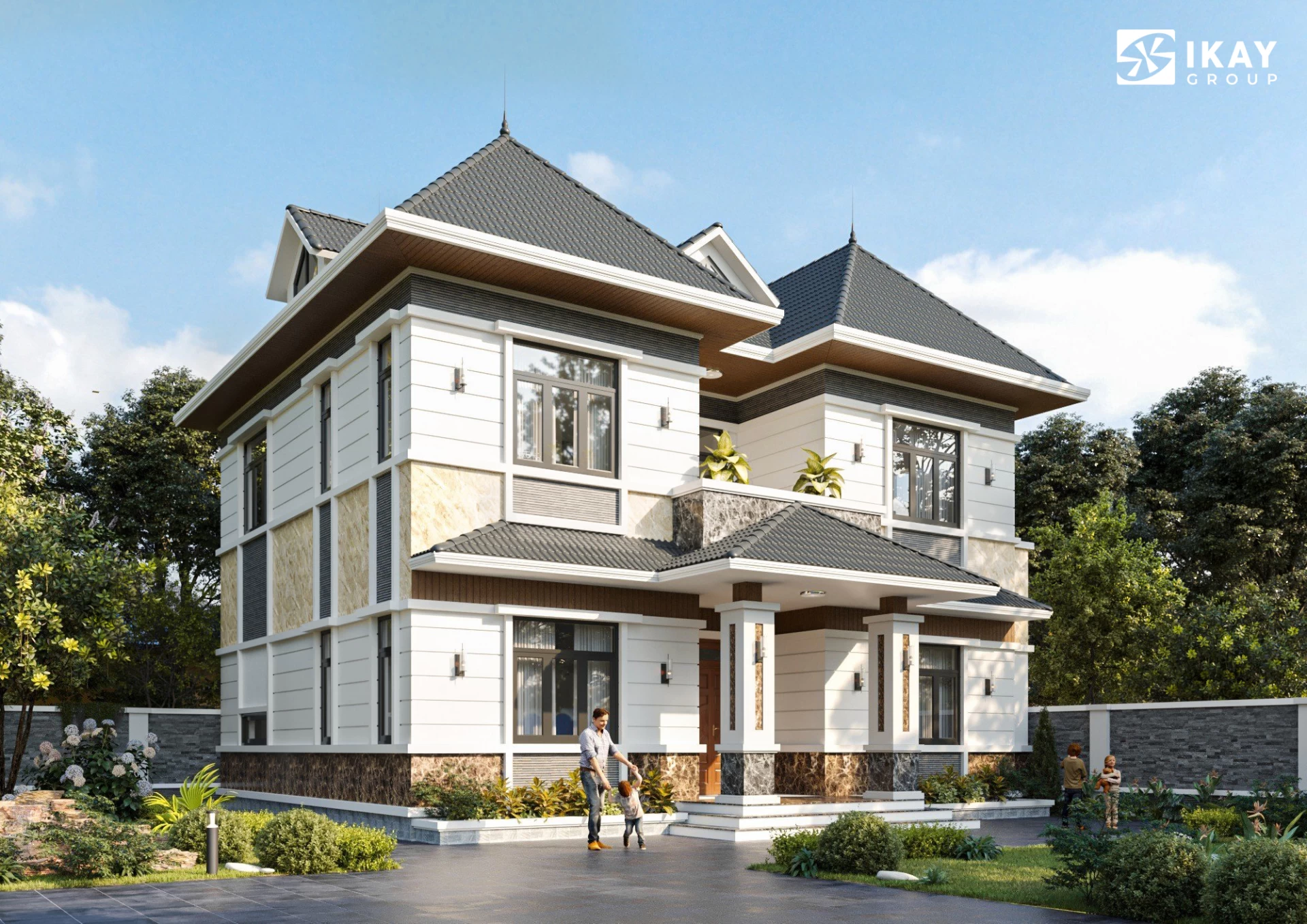 Dự án thiết kế kiến trúc biệt thự mái Nhật cho Mr. Nhất tại Hà Nội