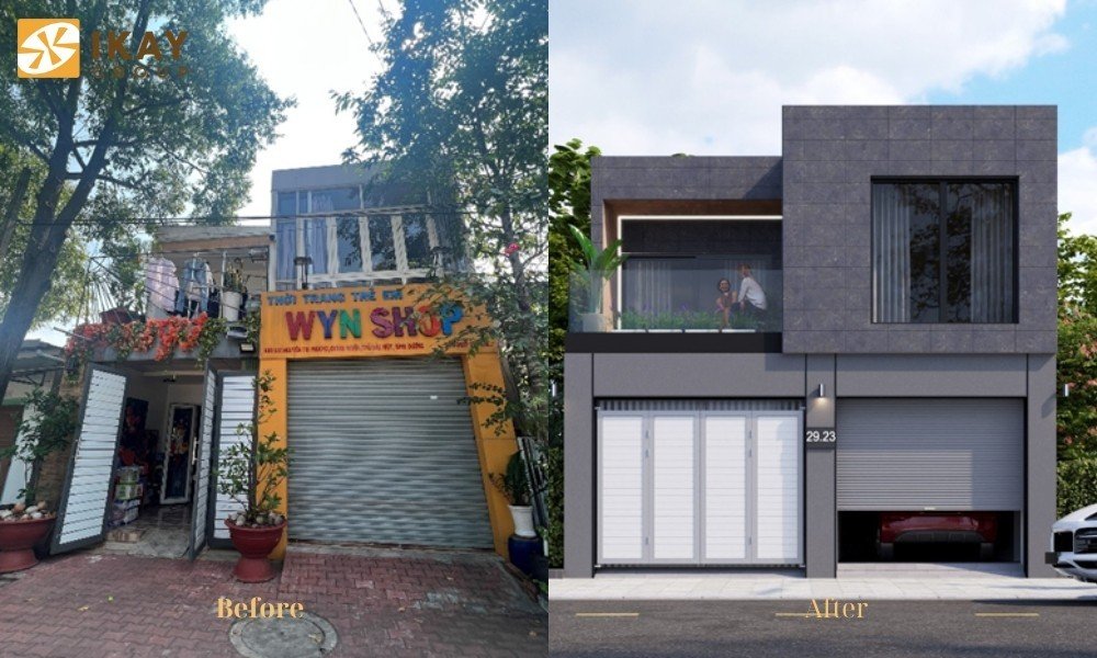 Sự biến đổi về ngoại thất căn nhà trước và sau khi được cải tạo