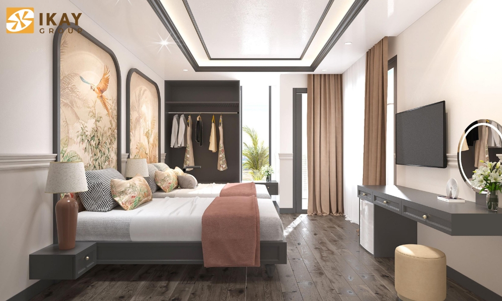 Bố trí nội thất 4 phòng ngủ trong công trình thiết kế nhà phố 4 tầng của Ms. Mận tại Quảng Nam