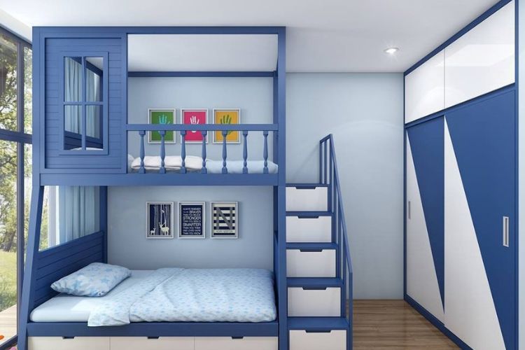 Thiết kế tích hợp  tủ đựng quần áo sẽ rất phù hợp với gia đình có không gian phòng ngủ nhỏ