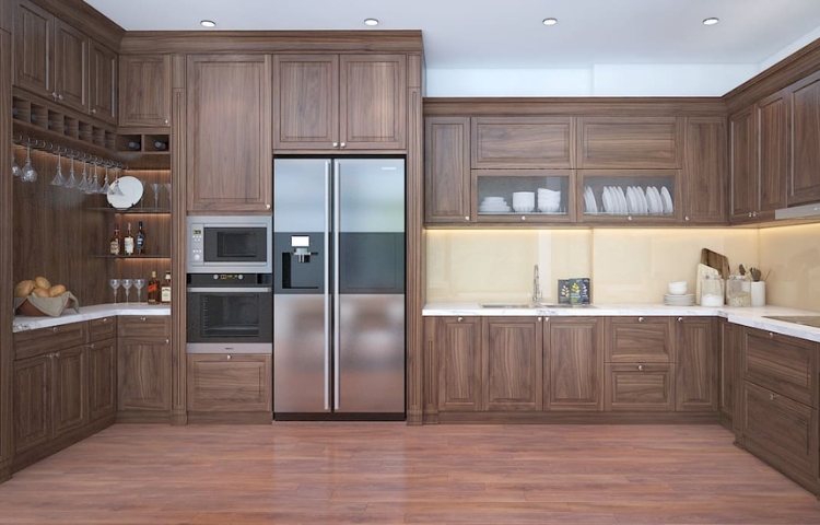 Vật liệu gỗ làm tủ bếp vừa bền bỉ, vừa thẩm mỹ