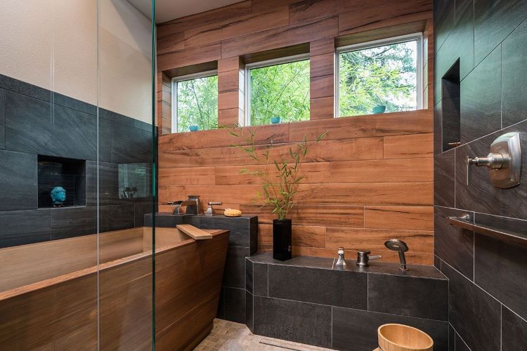 Nội thất phòng tắm bằng  gỗ tự nhiên cổ điển