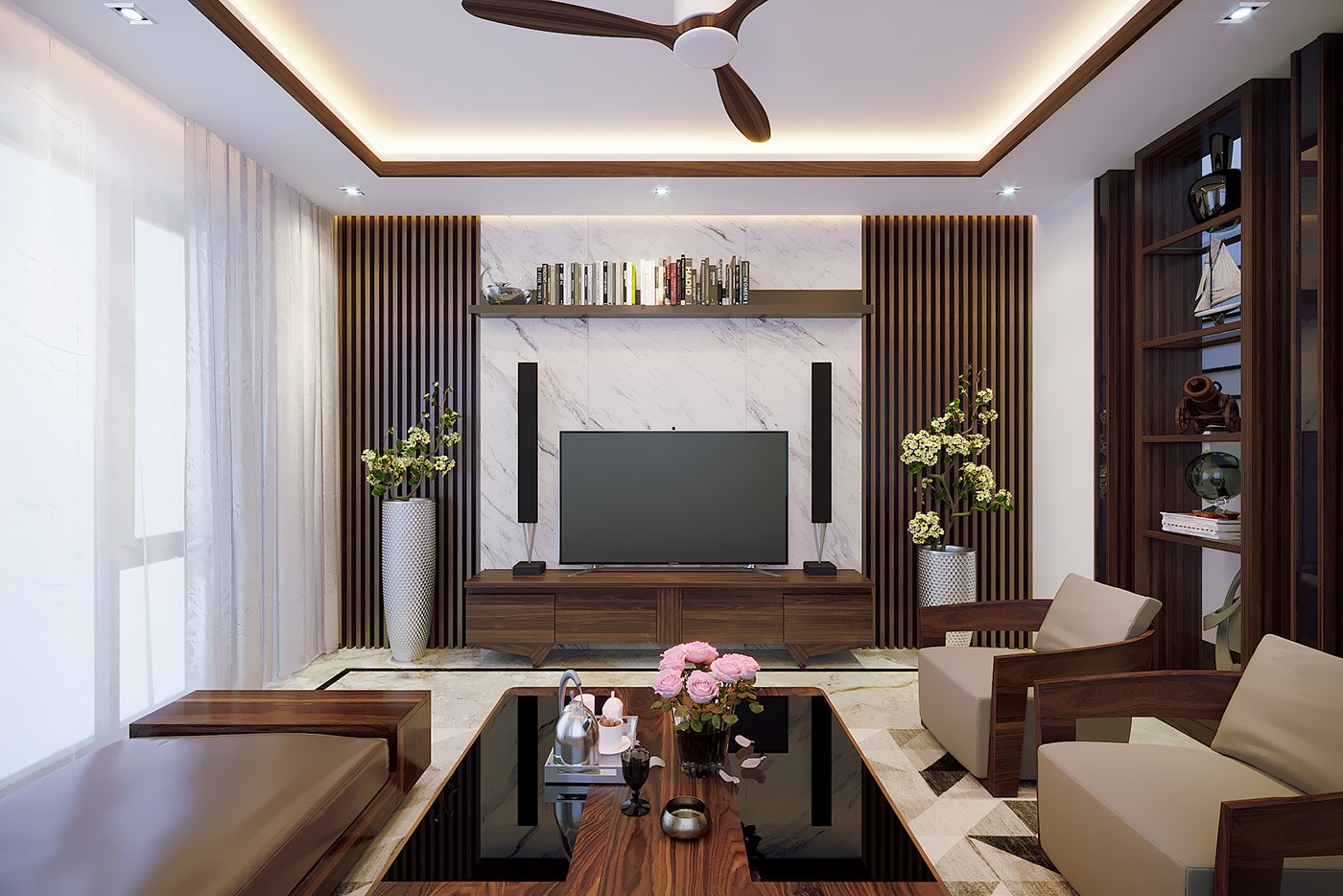 Mẫu thiết kế nội thất chung cư 80m2 theo phong cách luxury sang trọng