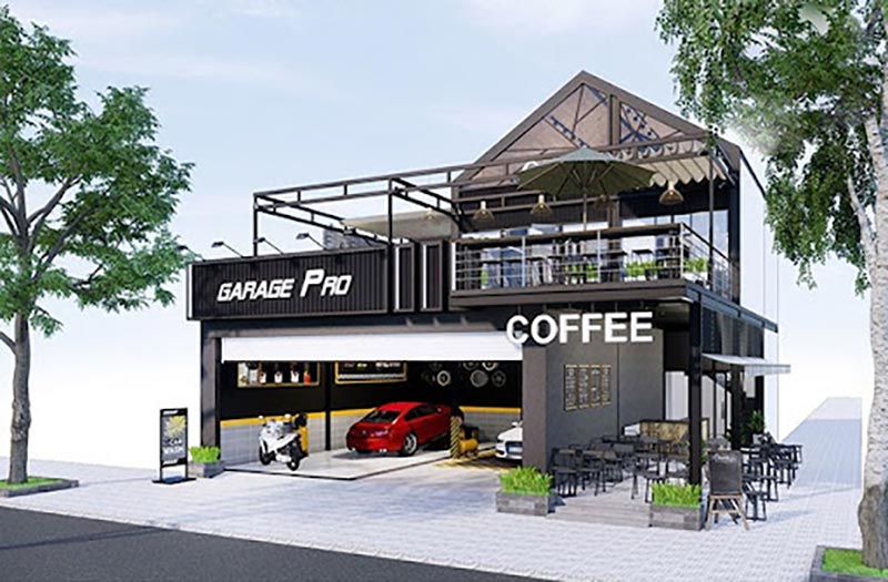 Mô hình quán cafe kết hợp rửa xe độc lạ